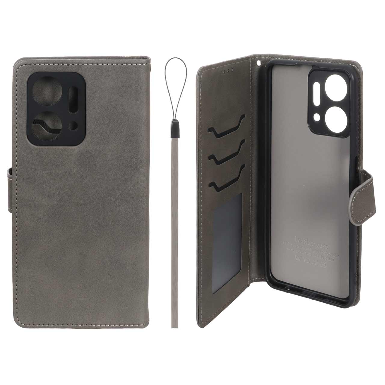 کیف موبایل مگنتی درجه یک داخل خز MNC Plus مدل Honor X7a - خاکستری