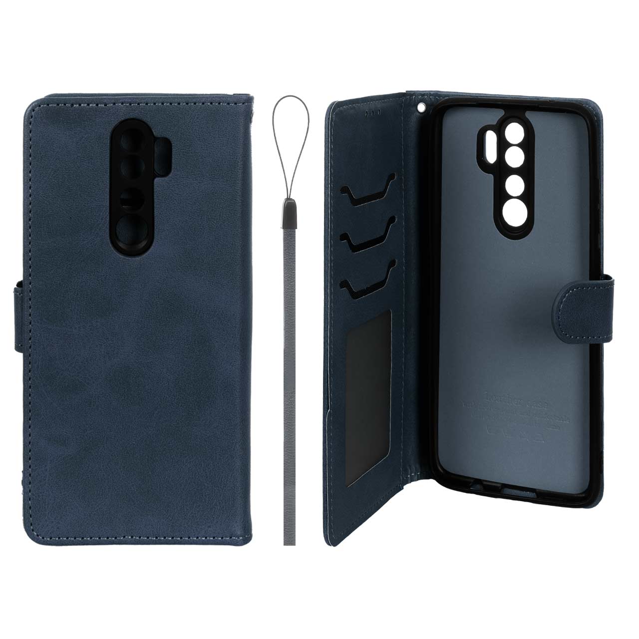 کیف موبایل مگنتی درجه یک داخل خز MNC Plus مدل Xiaomi Redmi Note 8 Pro - سرمه ای