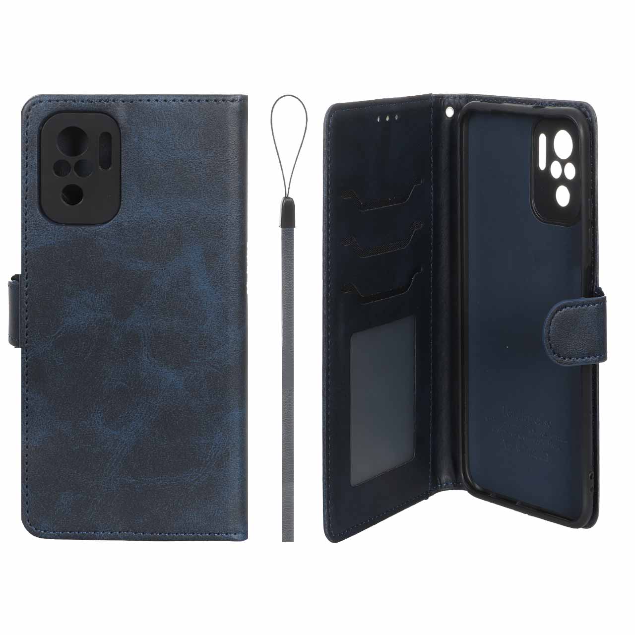 کیف موبایل مگنتی درجه یک داخل خز MNC Plus مدل Xiaomi Redmi Note 10 4G / Redmi Note 10S / Poco M5S - سرمه ای