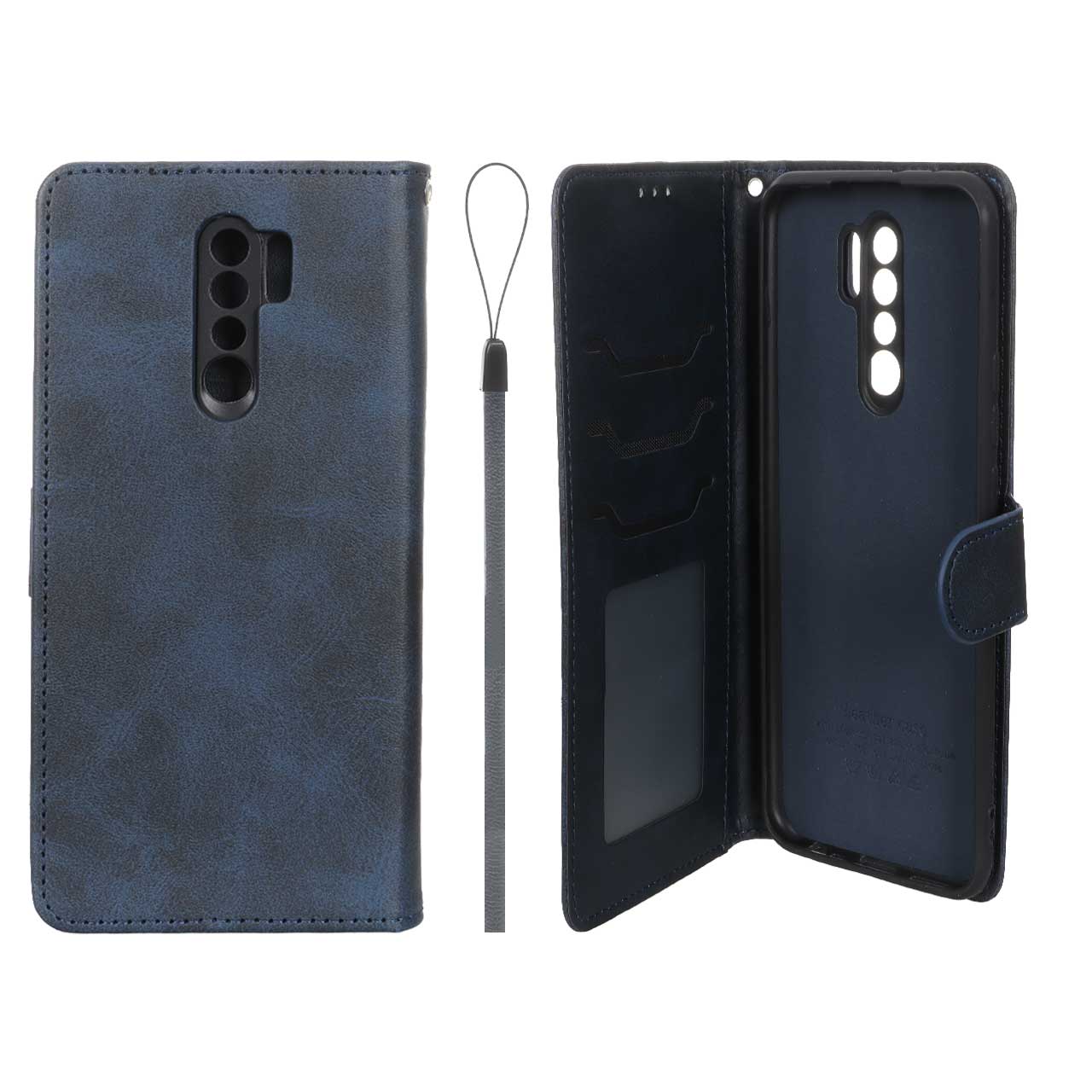 کیف موبایل مگنتی درجه یک داخل خز MNC Plus مدل Xiaomi Redmi 9 / Redmi 9 Prime / Poco M2 - سرمه ای
