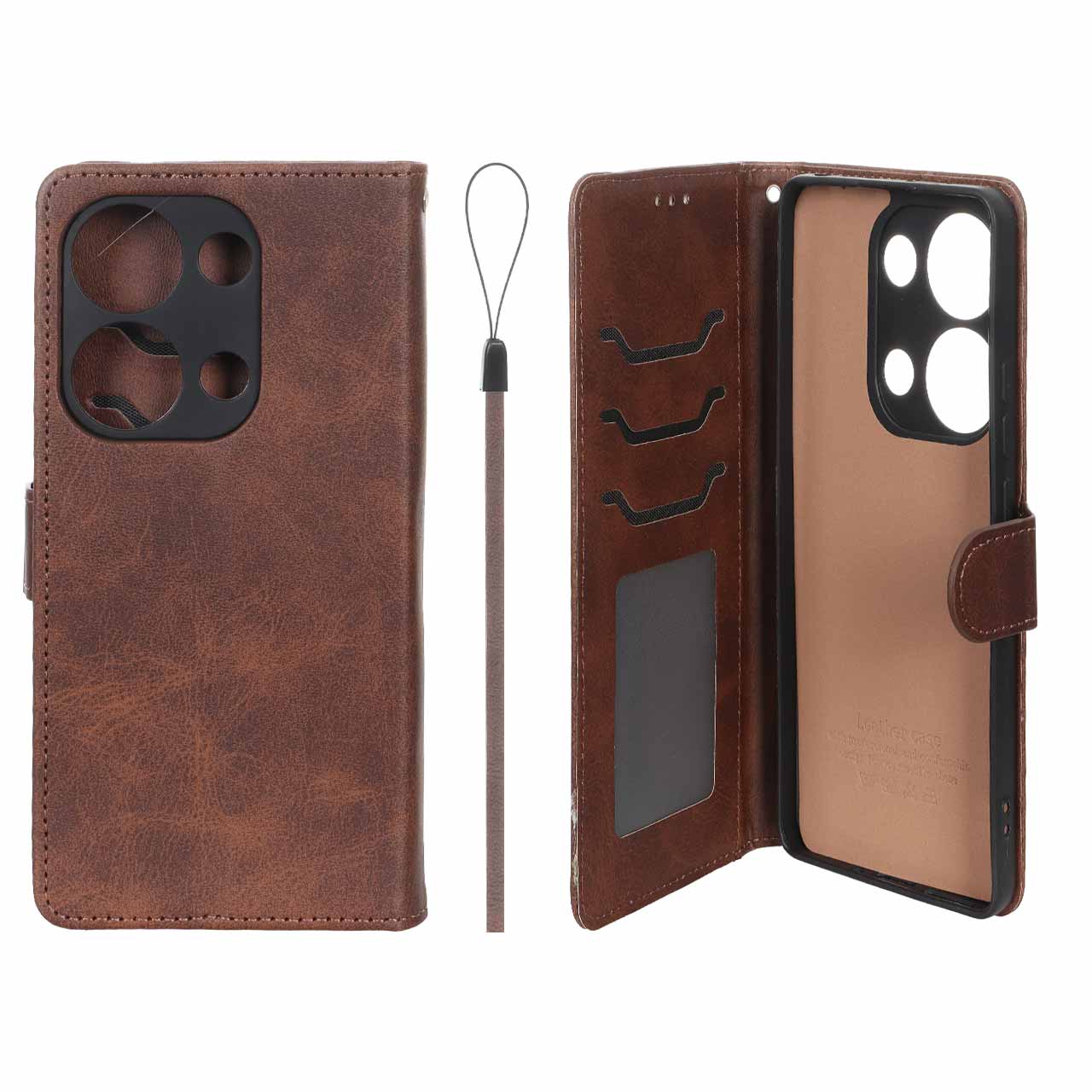 کیف موبایل مگنتی درجه یک داخل خز MNC Plus مدل Xiaomi Redmi Note 14S / Note 13 Pro 4G / Poco M6 Pro 4G - قهوه ای