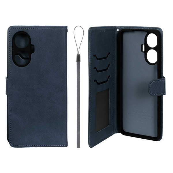کیف موبایل مگنتی درجه یک داخل خز MNC Plus مدل Realme C55 - سرمه ای