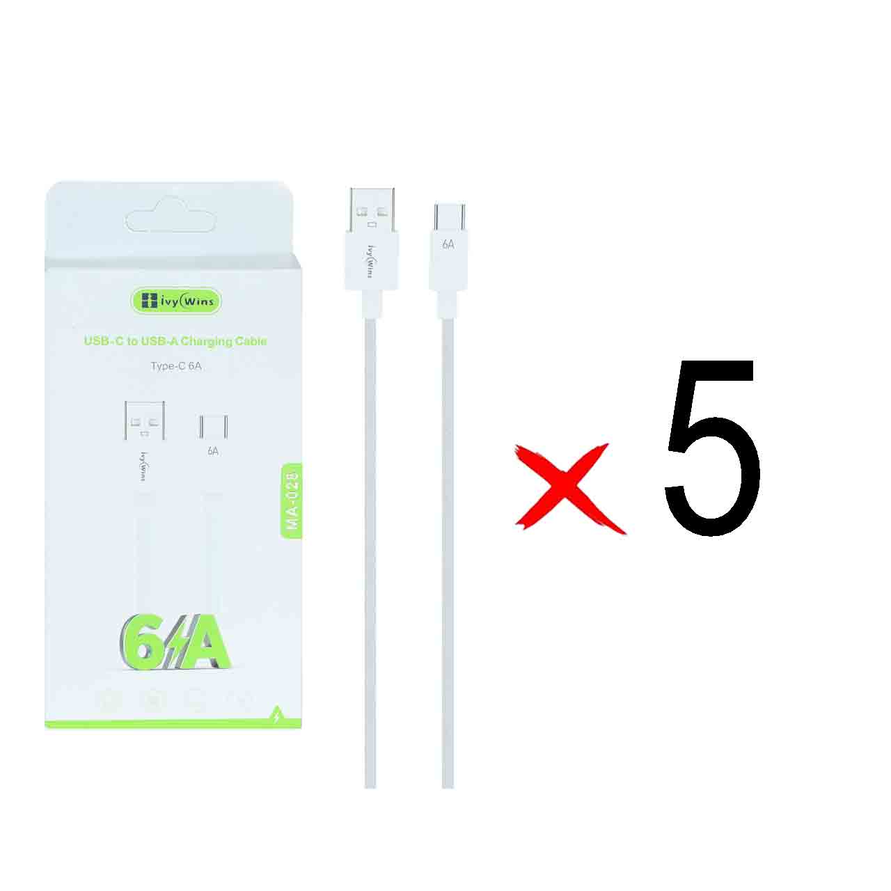 کابل شارژ فست ivy Wins Type-C مدل MA-028 - سفید (گارانتی 18 ماهه تعویض نیکان همراه) ( بسته 5 عددی)