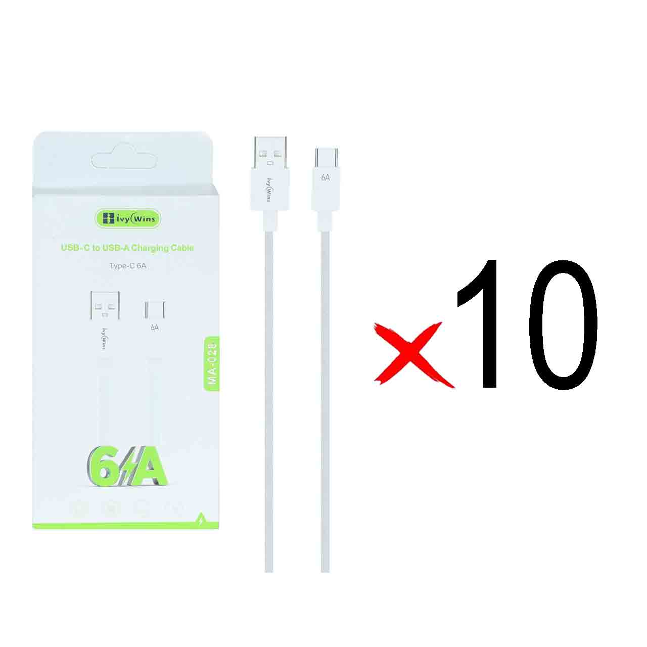 کابل شارژ فست ivy Wins Type-C مدل MA-028 - سفید (گارانتی 18 ماهه تعویض نیکان همراه) ( بسته 10 عددی)