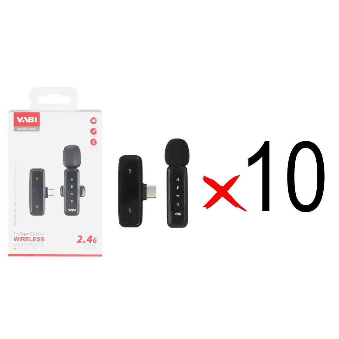 میکروفون بی سیم VABI Type-C مدل MI-4 - مشکی ( بسته 10 عددی)