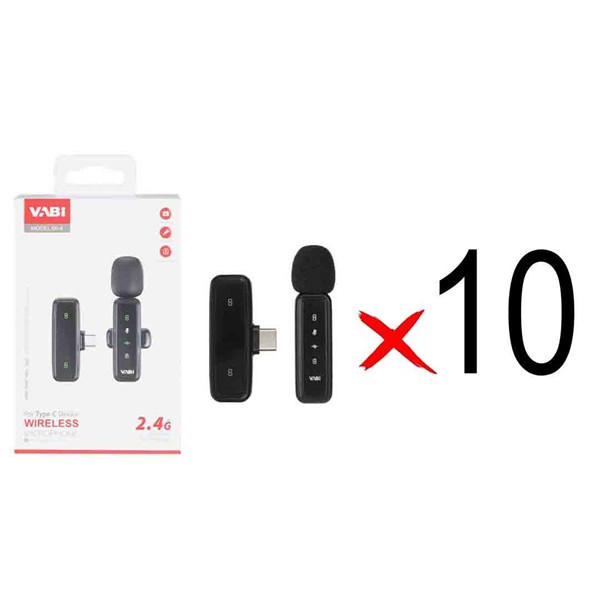 میکروفون بی سیم VABI Type-C مدل MI-4 - مشکی ( بسته 10 عددی)