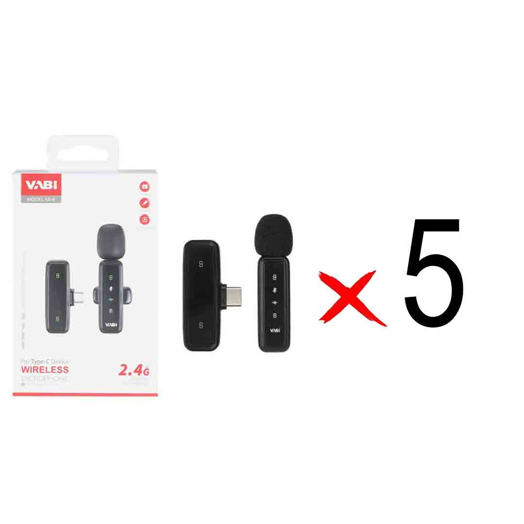 میکروفون بی سیم VABI Type-C مدل MI-4 - مشکی ( بسته 5 عددی)