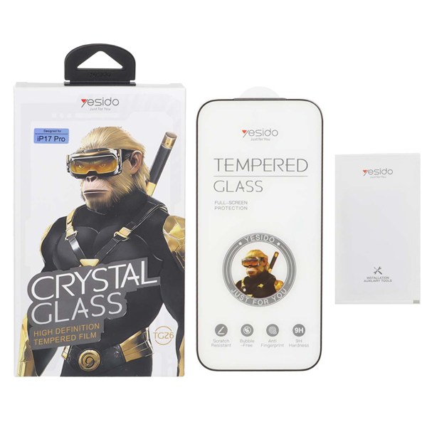 محافظ صفحه نمایش شیشه ای اورجینال Crystal Glass Yesido مدل Apple iPhone 17 Pro (پک دار)