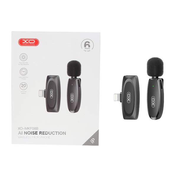 میکروفون یقه ای بی سیم XO Lightning مدل MKF08B - مشکی