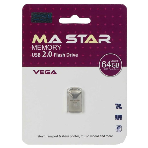 فلش مموری MA STAR USB2.0 مدل Vega ظرفیت 64GB - نقره ای (گارانتی فراگامان)
