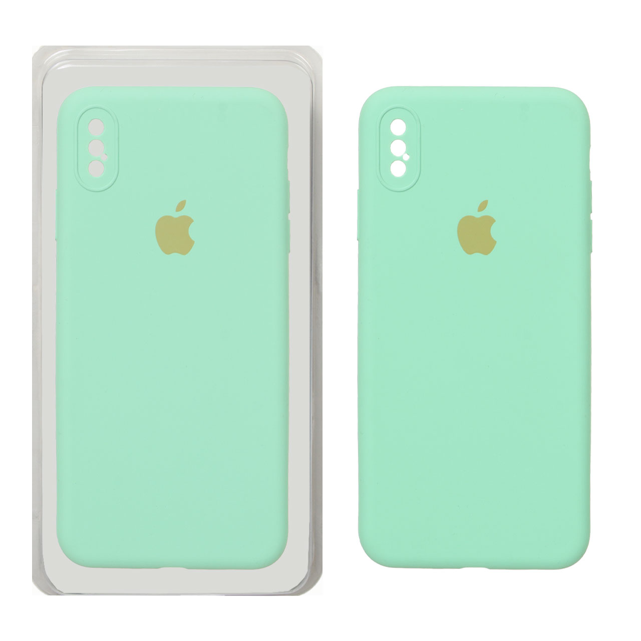 قاب سیلیکونی پاک کنی محافظ لنزدار اورجینال Apple iPhone X Max / iPhone XS Max - سبز روشن (پک دار)