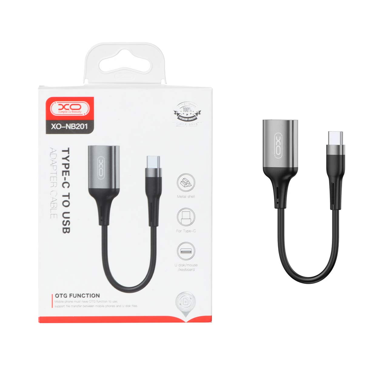 کابل تبدیل XO Type-C TO USB OTGمدل XO-NB201 - مشکی