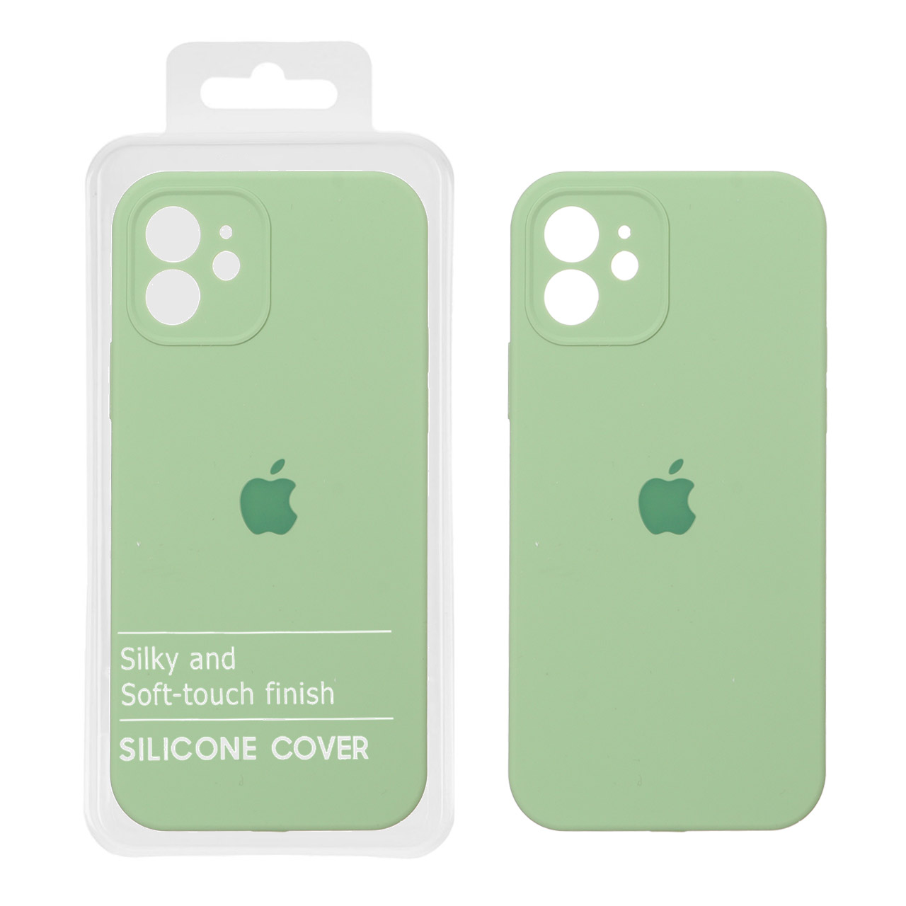 قاب سیلیکونی پاک کنی محافظ لنزدار اورجینال Apple iPhone 12 - سبز مغز پسته ای (پک اصلی)