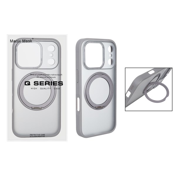 قاب اورجینال Magic Mask استند چرخشی Magsafe مدل Apple iPhone 17 Pro - خاکستری (پک دار)