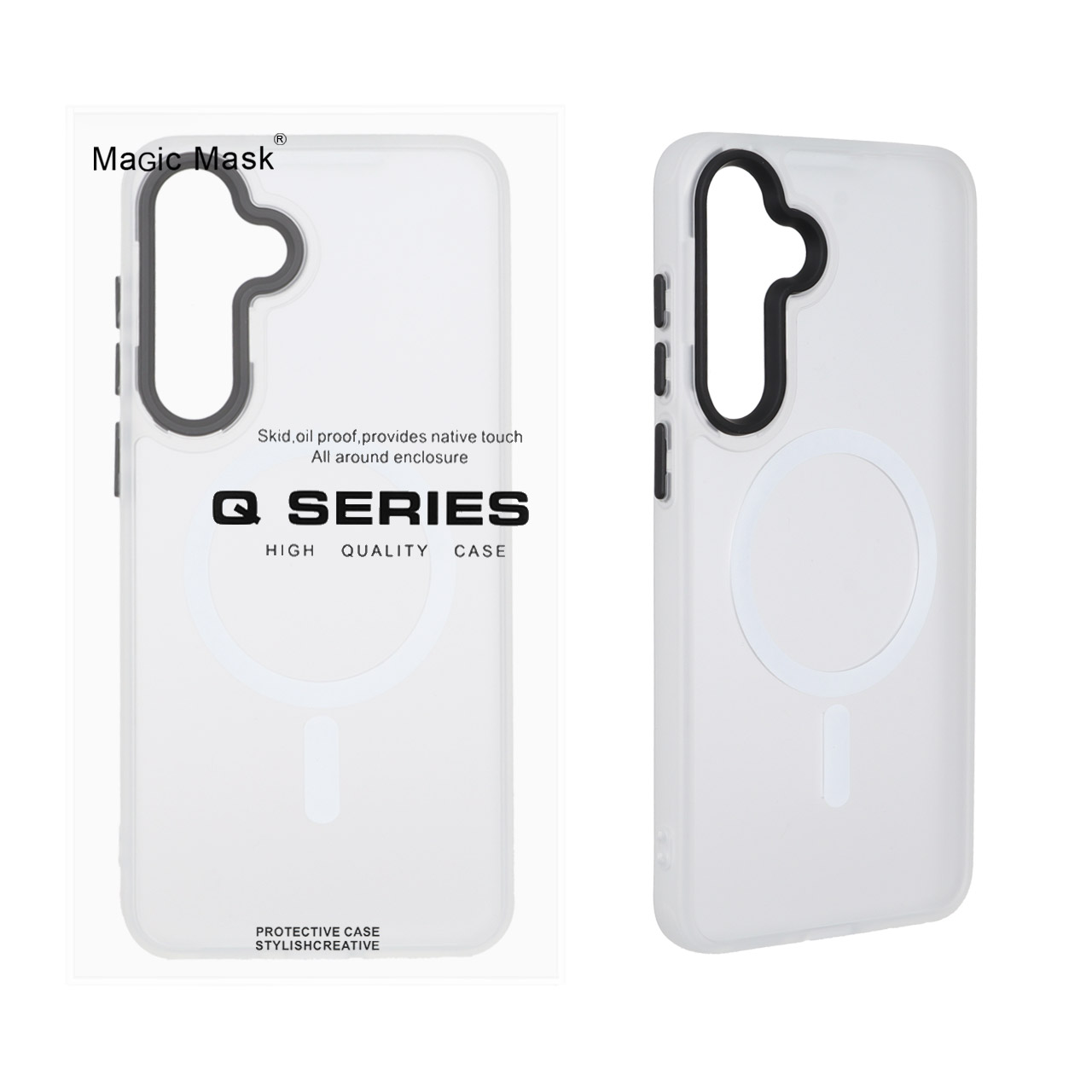 قاب اورجینال Magic Mask مات Magsafe بلک لنز Samsung Galaxy S25 FE - سفید (پک دار)