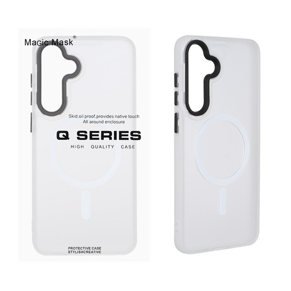 قاب اورجینال Magic Mask مات Magsafe بلک لنز Samsung Galaxy S25 FE - سفید (پک دار)