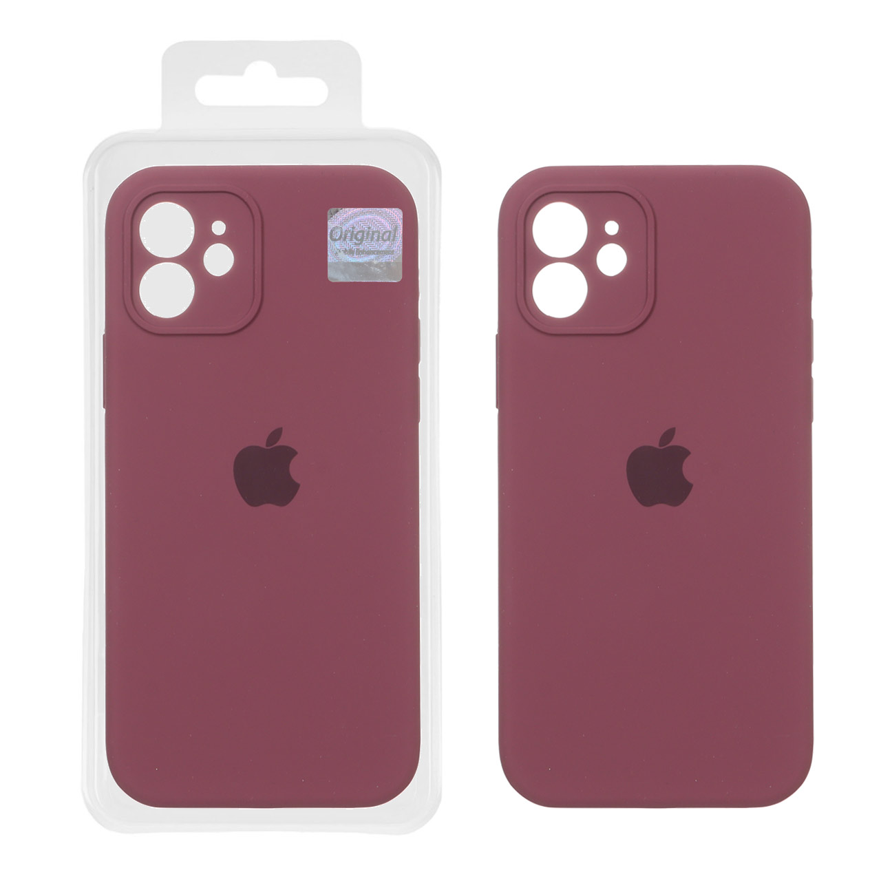 قاب سیلیکونی پاک کنی اورجینال Master Quality مدل Apple iPhone 12 - زرشکی (پک دار)