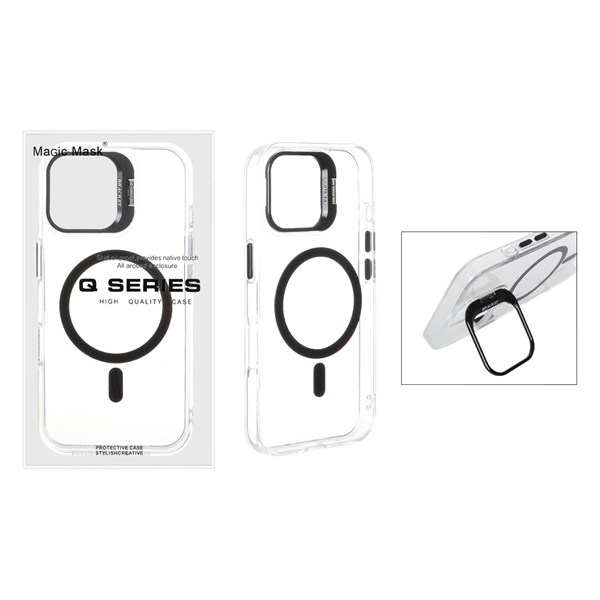 قاب اورجینال Q Series Bracket کریستالی Magsafe لنز استندشو Apple iPhone 16 - مشکی (پک دار)