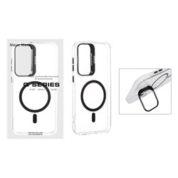 قاب اورجینال Q Series Bracket کریستالی Magsafe لنز استندشو Samsung Galaxy S23 FE - مشکی (پک دار)