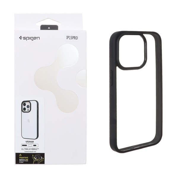 قاب اورجینال Spigen با توری اسپیکر فلزی Apple iPhone 15 Pro - مشکی شفاف (پک دار)