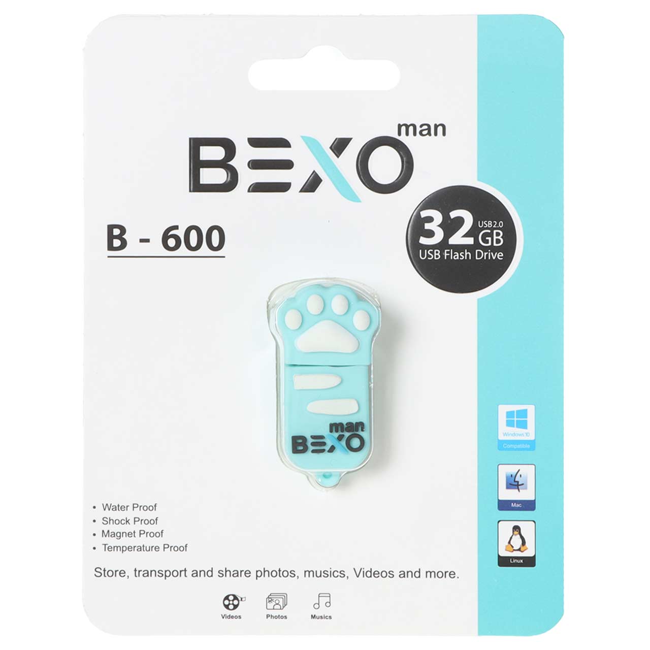 فلش مموری BEXO USB2.0 مدل B-600 ظرفیت 32GB - آبی روشن (گارانتی داده پردازی آواتک)
