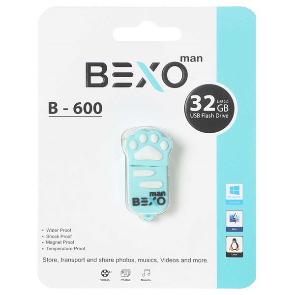 فلش مموری BEXO USB2.0 مدل B-600 ظرفیت 32GB - آبی روشن (گارانتی داده پردازی آواتک)