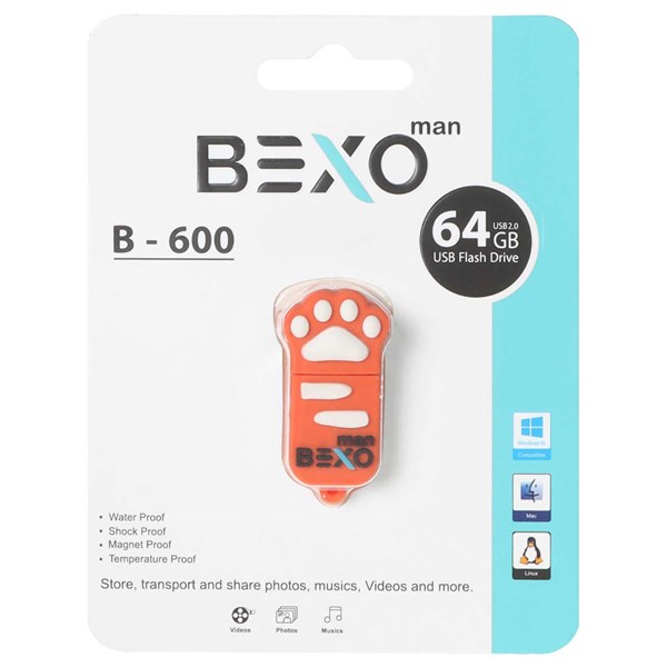 فلش مموری BEXO USB2.0 مدل B-600 ظرفیت 64GB - نارنجی (گارانتی داده پردازی آواتک)