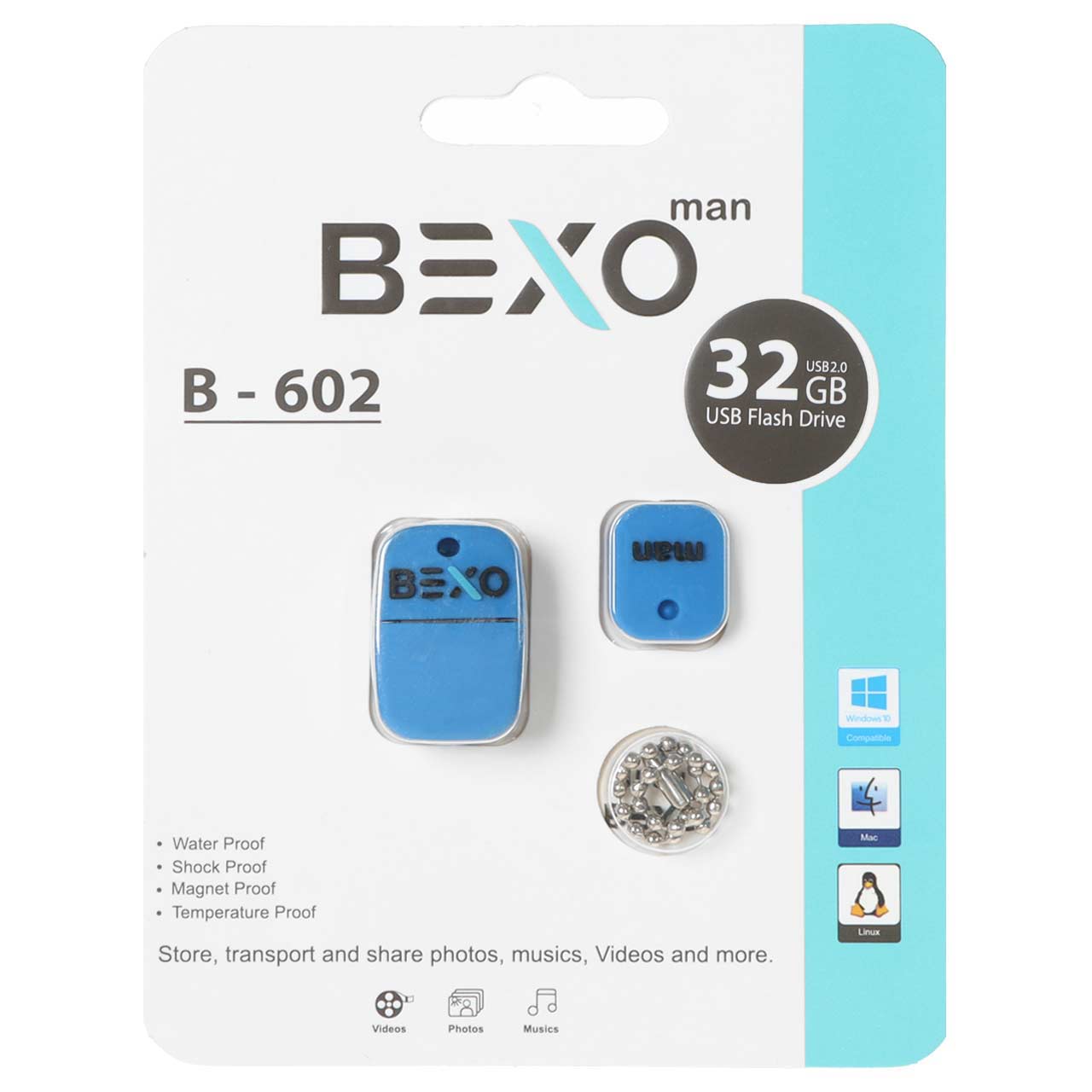فلش مموری BEXO USB2.0 مدل B-602 ظرفیت 32GB - آبی کاربنی (گارانتی داده پردازی آواتک)
