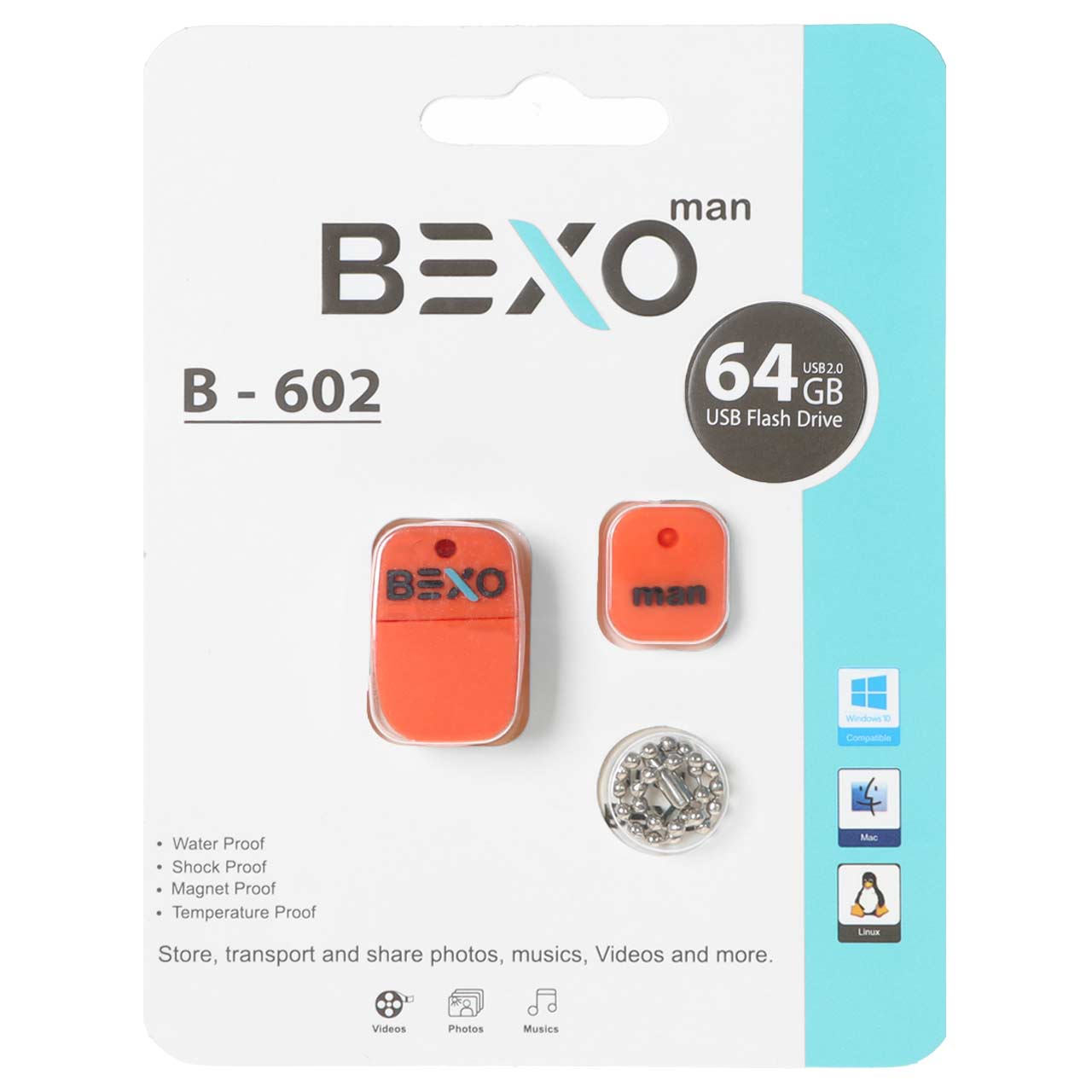 فلش مموری BEXO USB2.0 مدل B-602 ظرفیت 64GB - نارنجی (گارانتی داده پردازی آواتک)