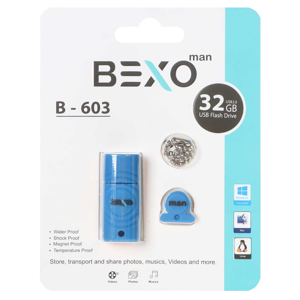 فلش مموری BEXO USB2.0 مدل B-603 ظرفیت 32GB - آبی کاربنی (گارانتی داده پردازی آواتک)