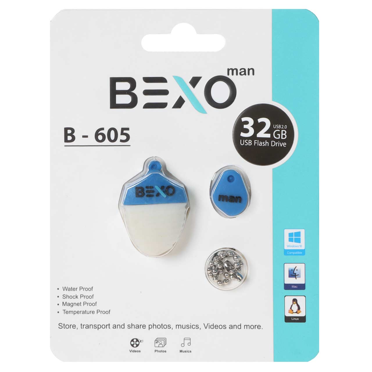فلش مموری BEXO USB2.0 مدل B-605 ظرفیت 32GB - آبی کاربنی (گارانتی داده پردازی آواتک)