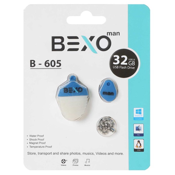 فلش مموری BEXO USB2.0 مدل B-605 ظرفیت 32GB - آبی کاربنی (گارانتی داده پردازی آواتک)