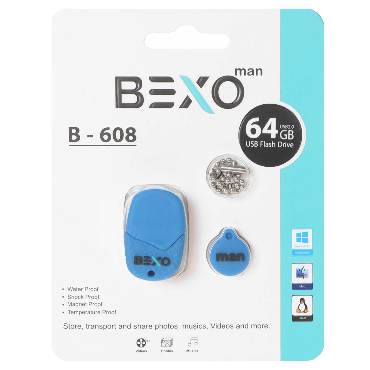 فلش مموری BEXO USB2.0 مدل B-608 ظرفیت 64GB - آبی کاربنی (گارانتی داده پردازی آواتک)