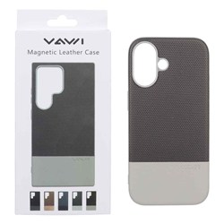قاب Vawi چرمی دو تکه MagSafe مدل Apple iPhone 16 - طوسی (پک دار)