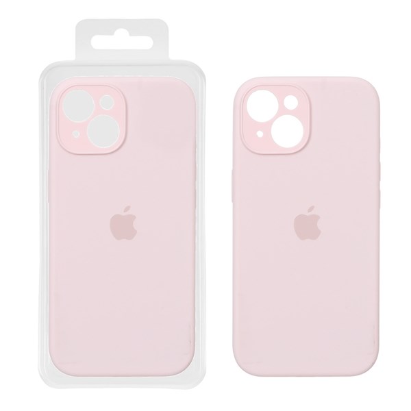 قاب سیلیکونی پاک کنی محافظ لنزدار اورجینال Apple iPhone 15 - صورتی روشن (پک اصلی)
