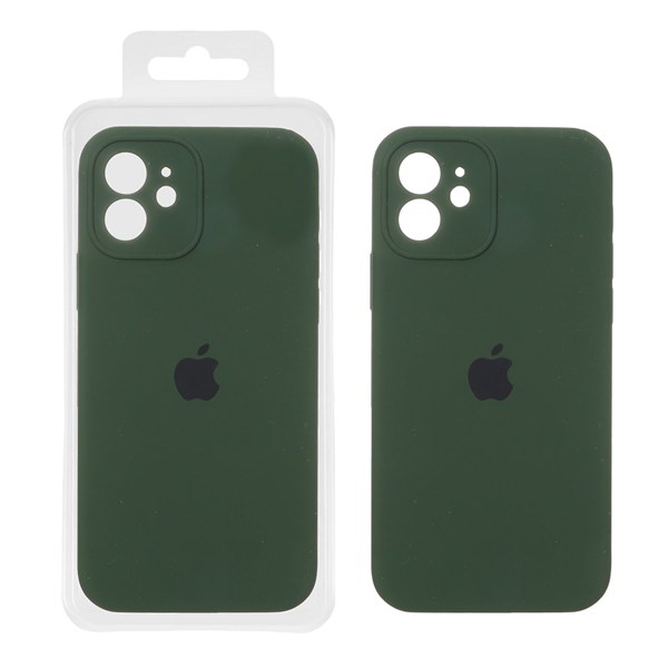 قاب سیلیکونی پاک کنی محافظ لنزدار اورجینال Apple iPhone 12 - سبز ارتشی (پک اصلی)