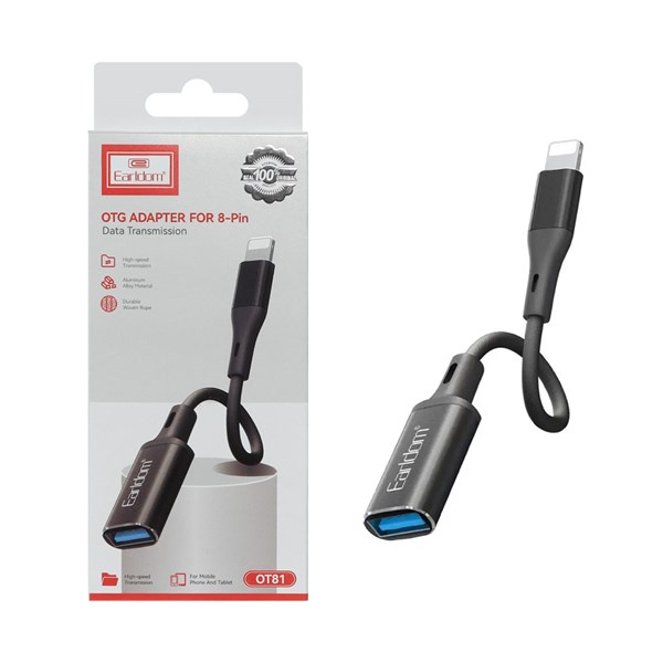 تبدیل  Earldom Lightning to USB2.0 OTGمدل OT81 - مشکی