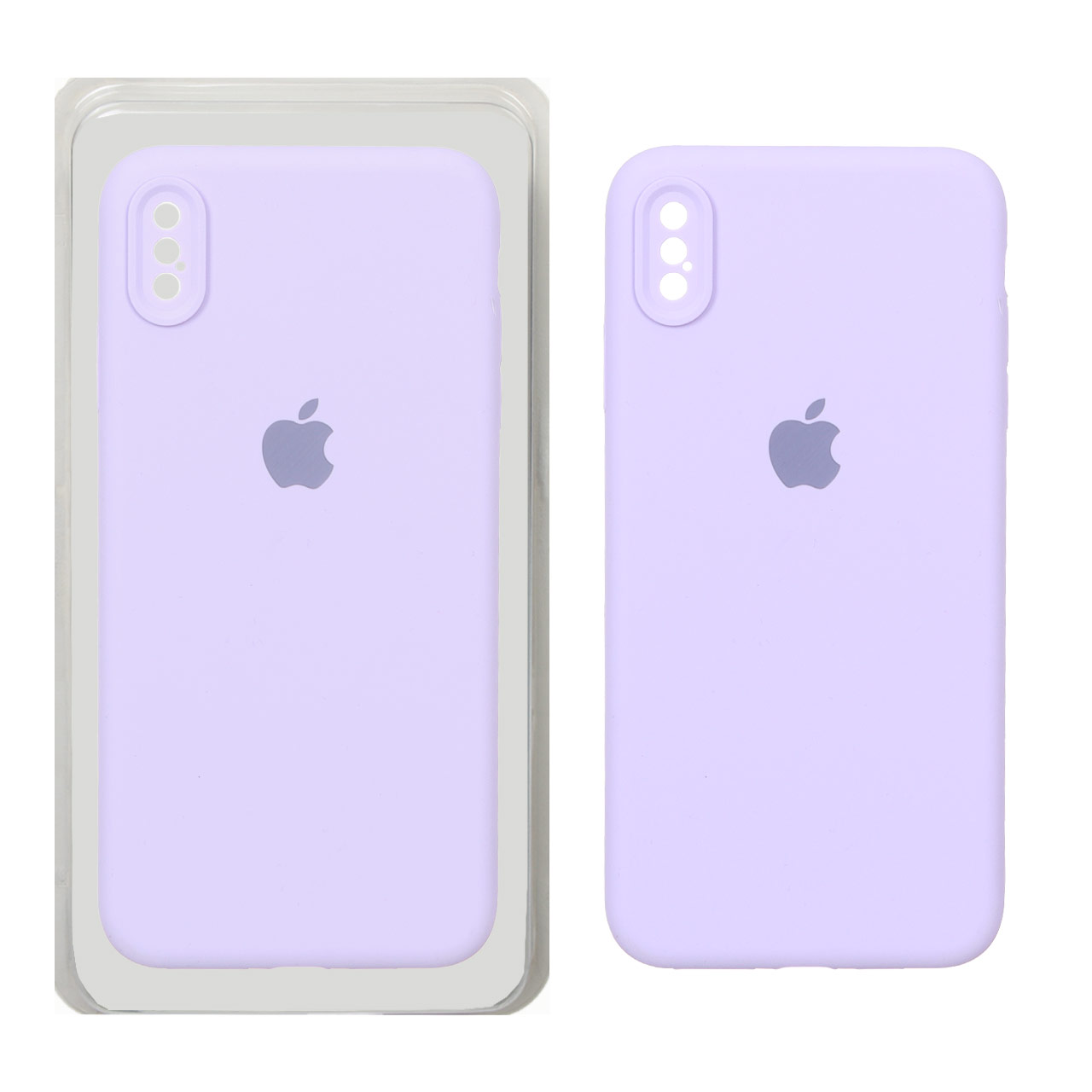قاب سیلیکونی پاک کنی محافظ لنزدار اورجینال Apple iPhone X Max / iPhone XS Max - بنفش روشن (پک اصلی)