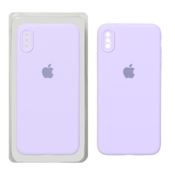 قاب سیلیکونی پاک کنی محافظ لنزدار اورجینال Apple iPhone X Max / iPhone XS Max - بنفش روشن (پک اصلی)