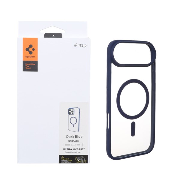 قاب اورجینال Magsafe Spigen با توری اسپیکر فلزی Apple iPhone 17 Air - سرمه ای (پک دار)