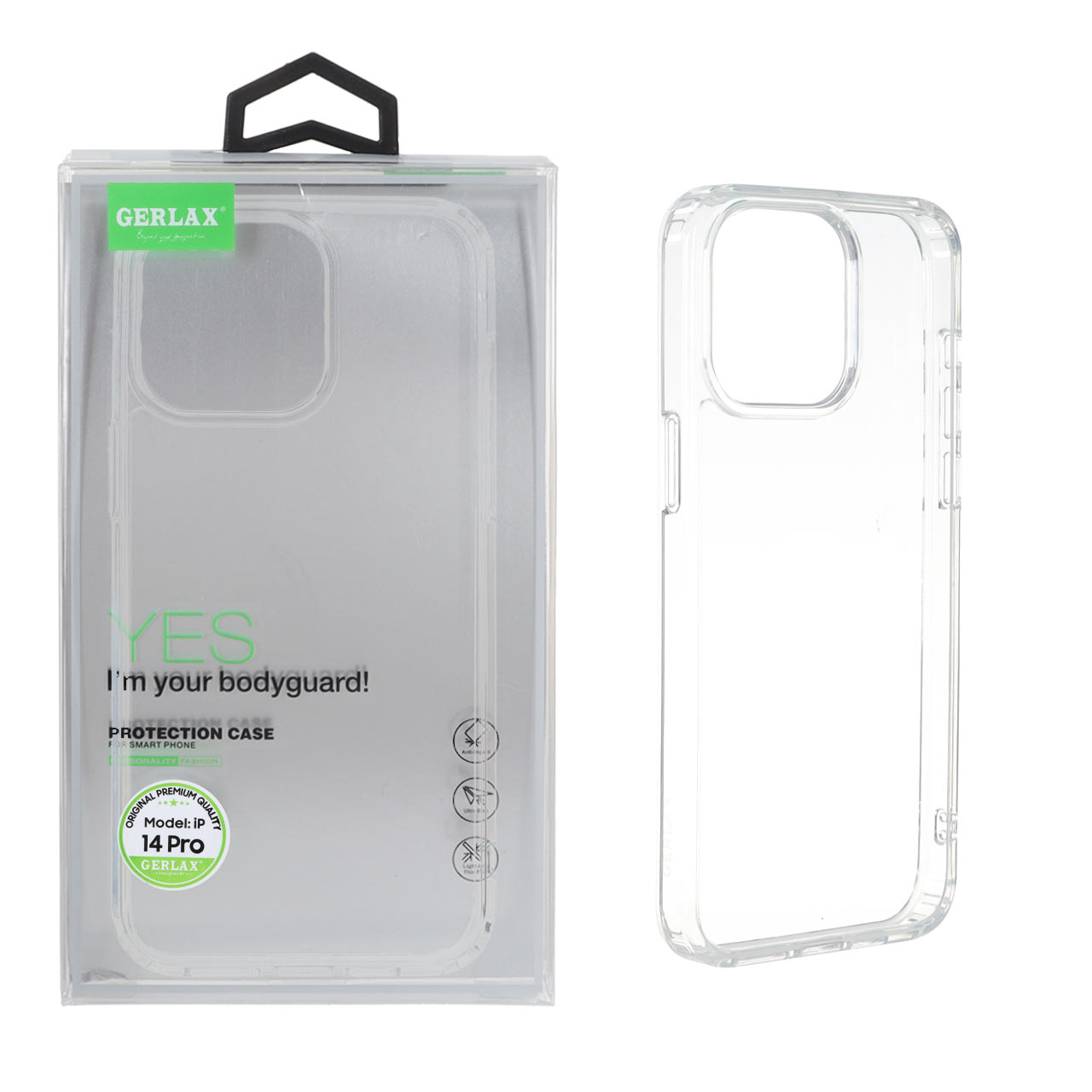 قاب GERLAX پشت سخت شفاف دور ژله ای Apple iPhone 15 Pro Max - شفاف (پک دار)