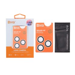 محافظ لنز رینگی اورجینال Biva شابلون دار Apple iPhone 17 Pro Max / iPhone 17 Pro - نقره ای (پک دار)