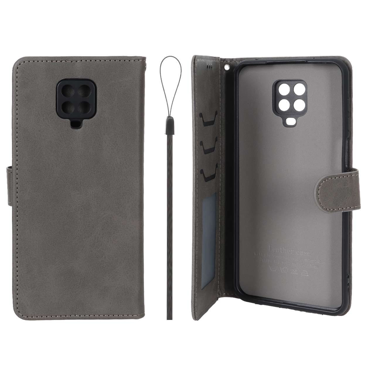 کیف موبایل مگنتی درجه یک داخل خز MNC Plus مدل Xiaomi Redmi Note 9S / Redmi Note 9 Pro / Redmi Note 9 Pro Max - خاکستری