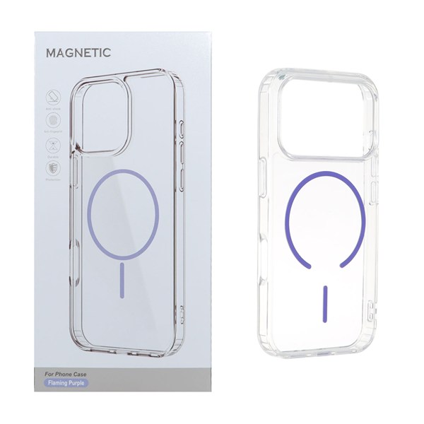 قاب اورجینال Magnetic دور ژله ای MagSafe مدل Apple iPhone 17 Pro - بنفش روشن (پک دار)