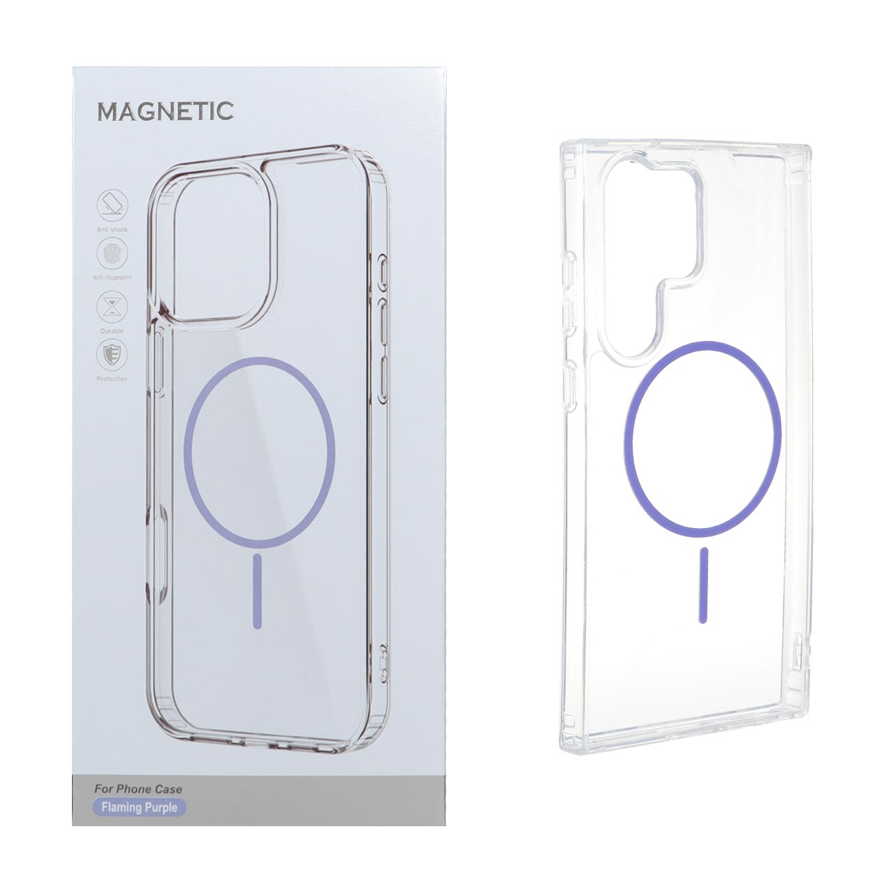 قاب اورجینال Magnetic دور ژله ای MagSafe مدل Samsung Galaxy S23 Ultra - بنفش روشن (پک دار)