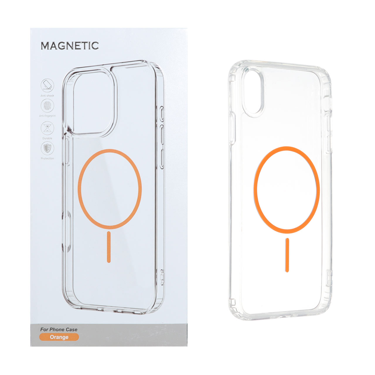 قاب اورجینال Magnetic دور ژله ای MagSafe مدل Apple iPhone X Max / iPhone XS Max - نارنجی (پک دار)