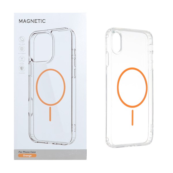 قاب اورجینال Magnetic دور ژله ای MagSafe مدل Apple iPhone X Max / iPhone XS Max - نارنجی (پک دار)