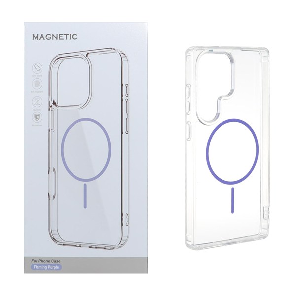 قاب اورجینال Magnetic دور ژله ای MagSafe مدل Samsung Galaxy S25 Ultra - بنفش روشن (پک دار)