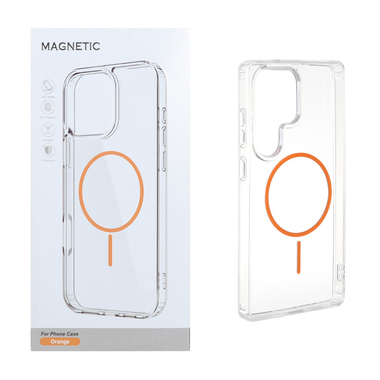 قاب اورجینال Magnetic دور ژله ای MagSafe مدل Samsung Galaxy S25 Ultra - نارنجی (پک دار)