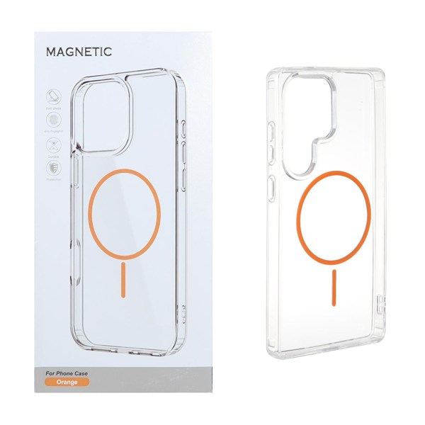 قاب اورجینال Magnetic دور ژله ای MagSafe مدل Samsung Galaxy S25 Ultra - نارنجی (پک دار)